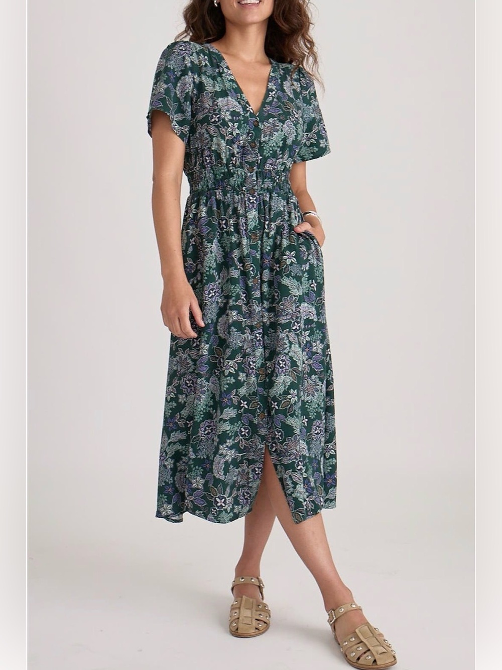 NWT Marine Layer Annika Floral Short Sleeve Midi Dress XS